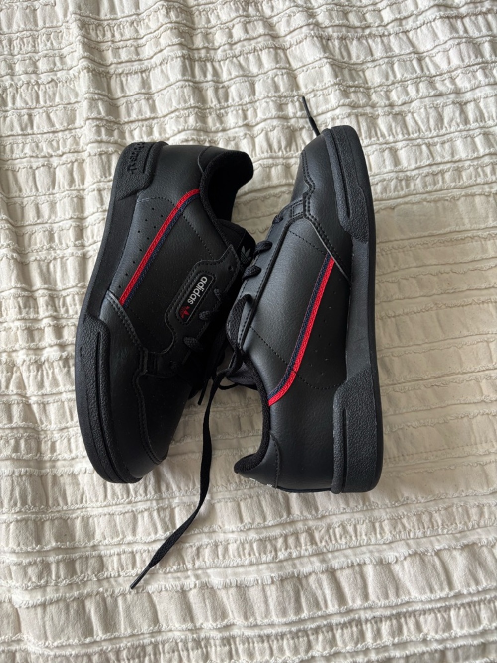 adidas Black Low-Top Sneakers with Red Stripe